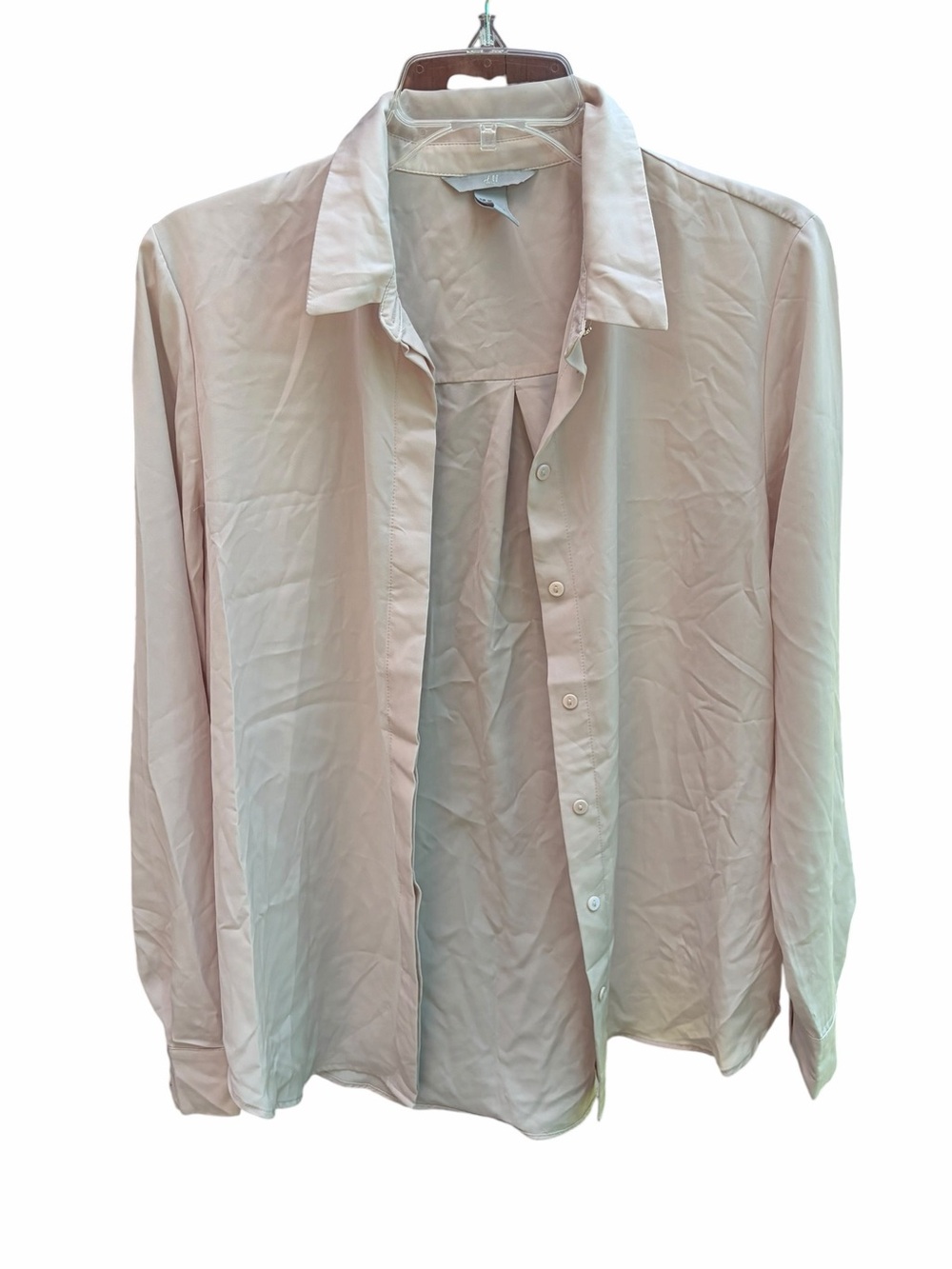 H&M Light Pink Button Front Long Sleeve Blouse | Size 6